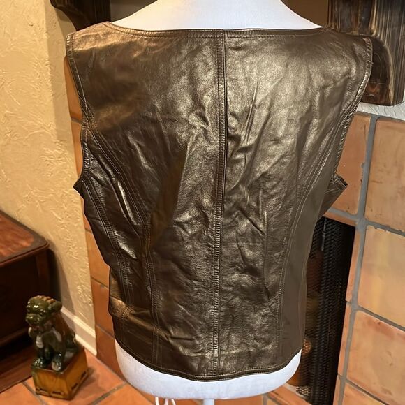 Spirit By Coldwater Creek Metallic Gold Leather Vest, Size 18 - Picture 4 of 8